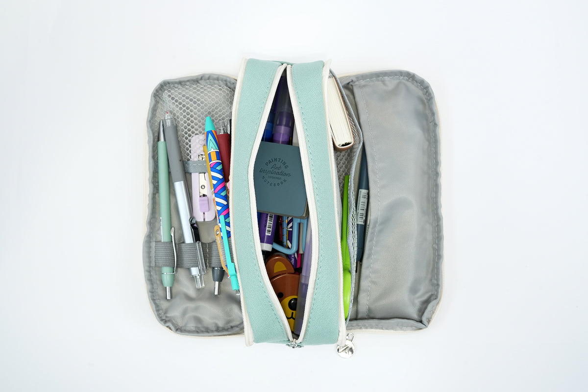 Tri-zip Organizer Pouch - Mint Green