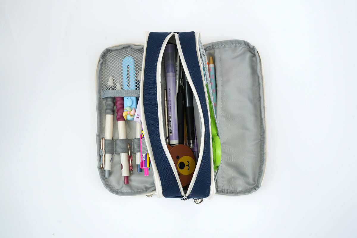 Tri-zip Organizer Pouch - Dark Blue