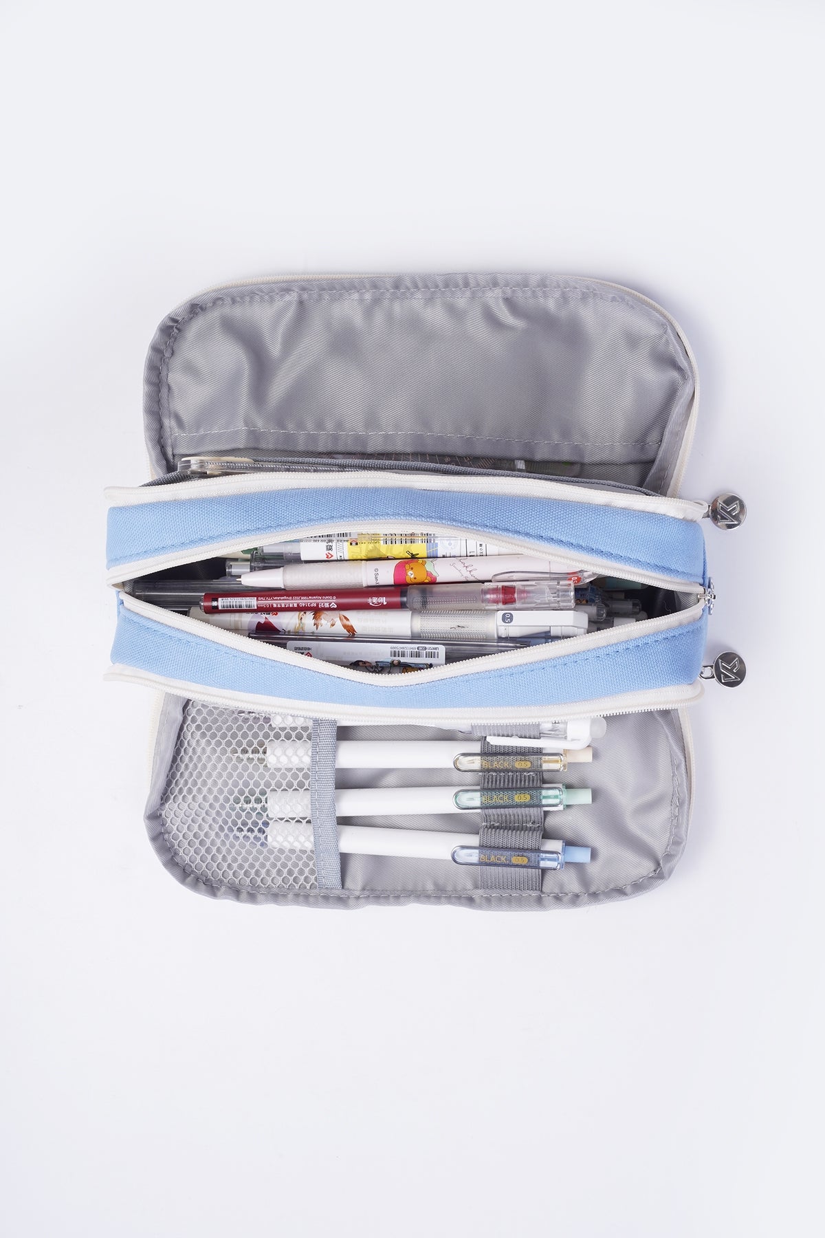 Tri-zip Organizer Pouch - Light Blue