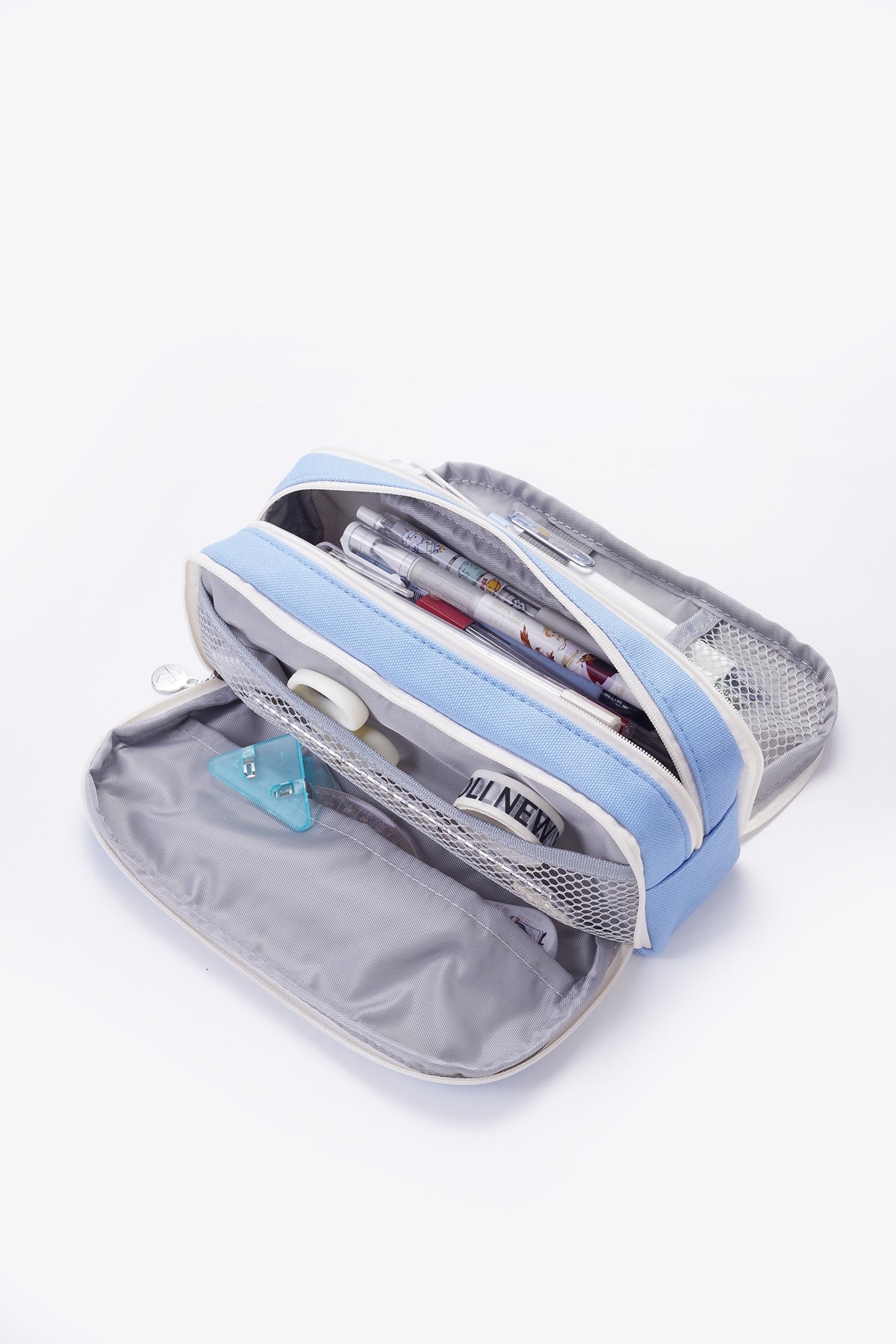Tri-zip Organizer Pouch - Light Blue