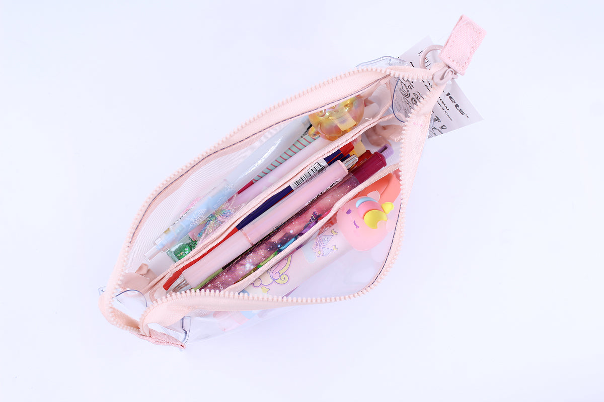 Clear and Cute Pencil Pouch - Pink