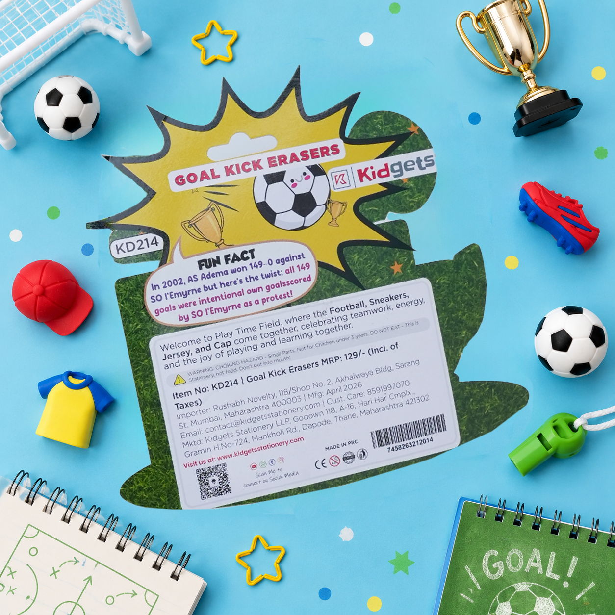 Kidgets Goal Kick Erasers - KD214